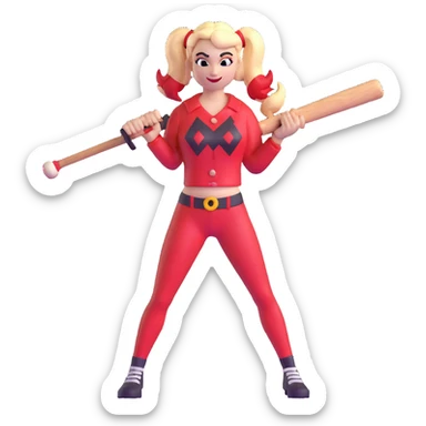Harley Quinn holding a baseball bat sticker