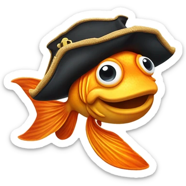 smiling goldfish cracker wearing a pirate bandana and eye patch sticker