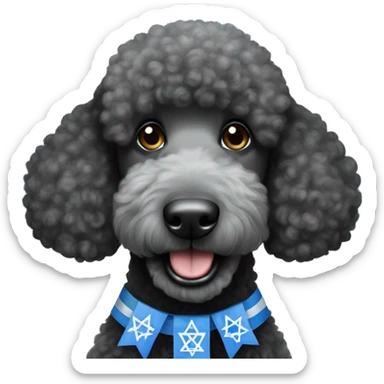 Black Standard poodle celebrating Hanukkah  sticker