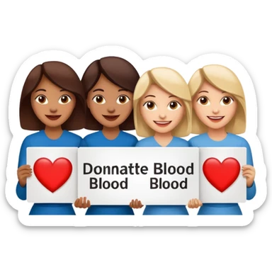 Four women promoting blood donation sticker