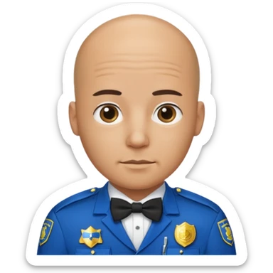 Bald with blue bow tie,police sticker