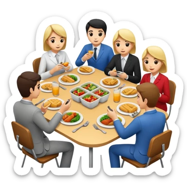 group of colleagues having lunch together sticker