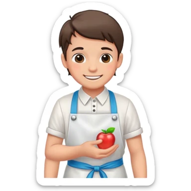 smiling boy in apron jewelry sticker