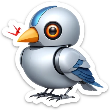 robot bird with lazer eyes sticker