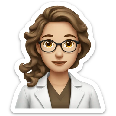 pharmacist long brown hair with waves, pretty female sticker