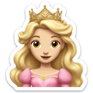 Princess Aurora with gold tiara pink dress   sticker