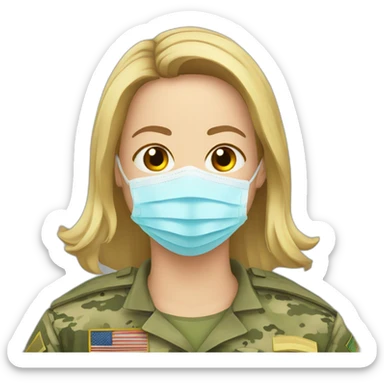 a military Headshot in a Medical masks sticker