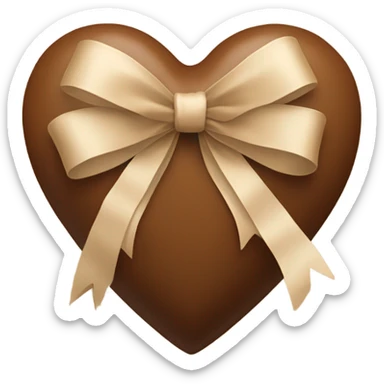 brown heart with beige bow sticker