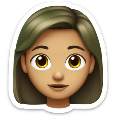 Niña de 14 años con pelo muy largo castaño oscuro y rizado, con ojos color verde y marrón sticker