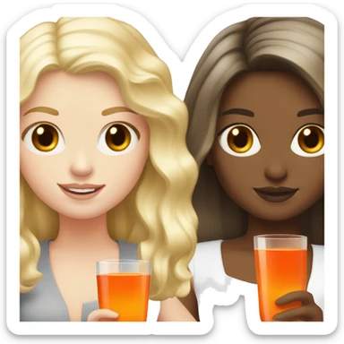 Two pale skin Girls  with aperol one brunette hair one blonde hair  sticker