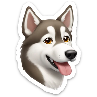 Light brown husky amber eyes snow nose with tongue out  sticker