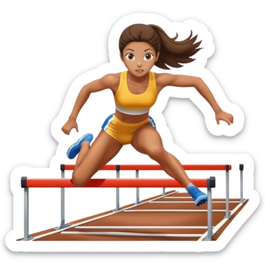 Hurdler girl going over a hurdle white and brunette sticker