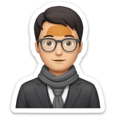 gray scarf male dark hair with suit glasses sticker