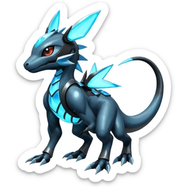 Shiny Futuristic Dusclops-Dusknoir-Salandit-Glaceon-Fakémon-hybrid-creature (full body)  sticker