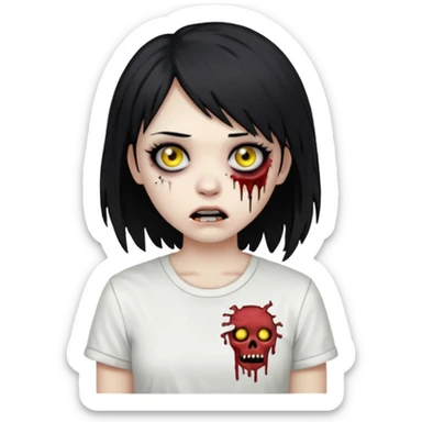 zombie girl with emo hair and white shirt emoji sticker