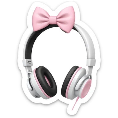 White Headphones With Pastel Pink Bow sticker