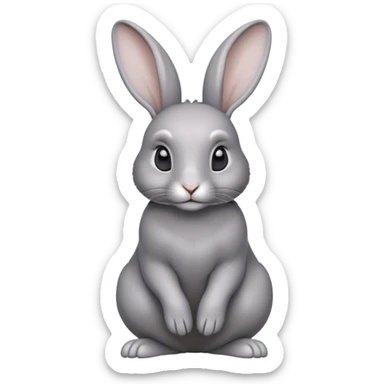 Cinematic Noble Grey Rabbit Portrait Emoji, Poised and regal, with a compact, graceful build and a smooth, elegant grey fur, long, delicate ears and deep-set soulful grey eyes, Simplified yet sharp and sophisticated features, highly detailed, glowing with a soft, dignified glow, high shine, intelligent and serene, stylized with an air of refined subtlety, focused and attentive, soft glowing outline, capturing the essence of a watchful and confident companion, so majestic it feels as though it could hop out of the screen with effortless authority! sticker