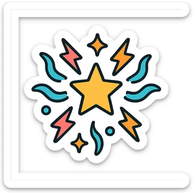 magic effect icon, vibrant color outline, energetic look sticker