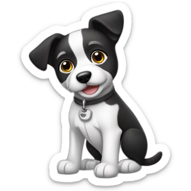 Perro adoptado blanco y negro alegre sticker