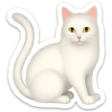 White Cat art nouveau sticker