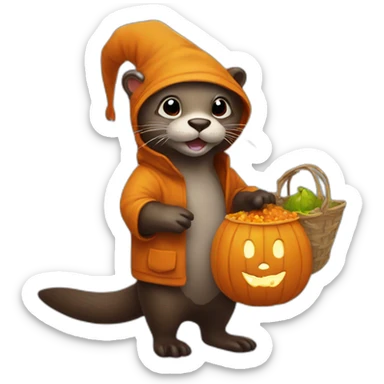 otter trick or treating sticker