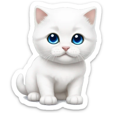 Please make a emoji of a white Scottish fold kitten with blue eyes that looks shy sticker
