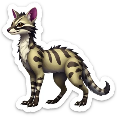 Feral Rare Fantasy dark vibrant Vernid-Sergal-Genet-species-animal-creature-hybrid by LiLaiRa, random markings, tufted ears, full body, 4 legs sticker