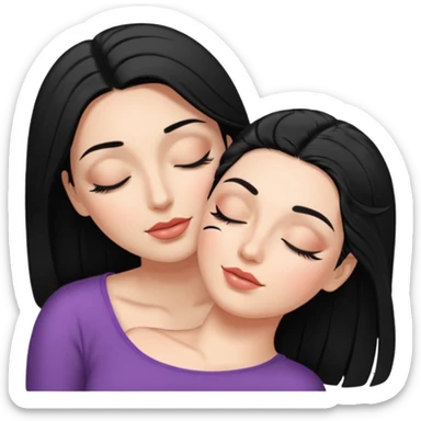 mulher branca cabelo preto aplicando cilios em outra mulher que esta deitada de olhos fechados sticker