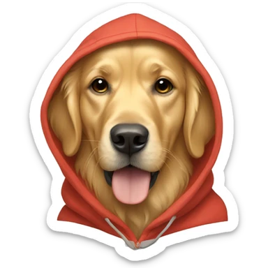 Golden retriever wearing a hoodie sticker
