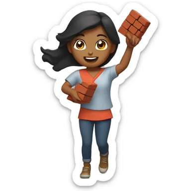Girl throwing a brick sticker