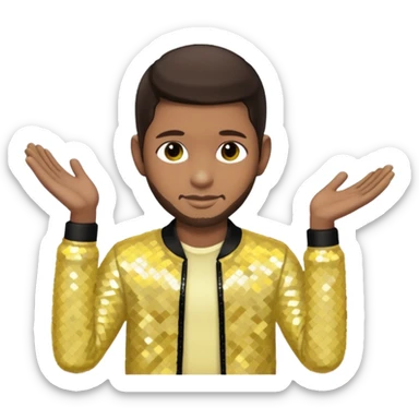 Usher with dark brown hair, pale yellow sequin outfit sticker