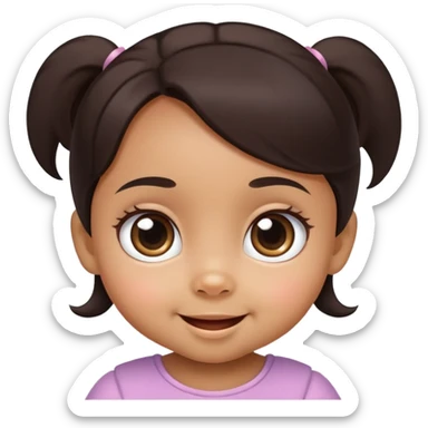 face of smiling baby girl with big eyes, medium skin tone, and dark hair sticker