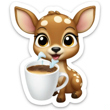 Baby deer drinking iced coffee sticker