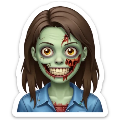 zombie with Brunette  hair and grillz  sticker