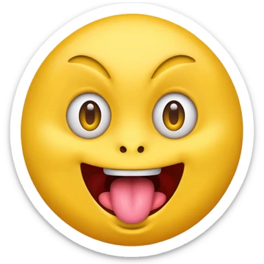yellow emoji face with crazy eyes emerging from face and tongue sticking out wildly  sticker
