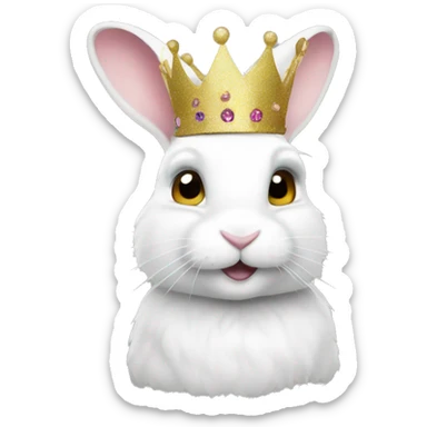 White rabbit with a glitter crown  sticker