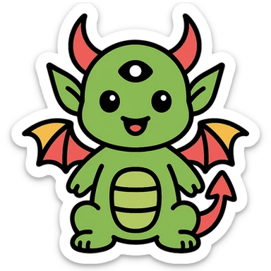 kid dragon mixed with demon and alien features sticker