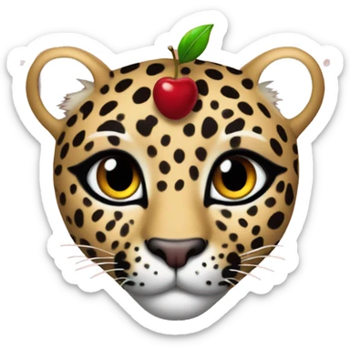 Leopard heart with cherry  sticker