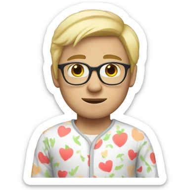 White Nerd with blonde hair in pajamas sticker