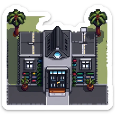 modern school campus building with multiple entrances, no flag pole sticker