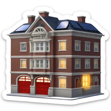 Apartment building shaped like the Ghost Busters Firehouse with solar lights and decorative and detailed interior design  sticker