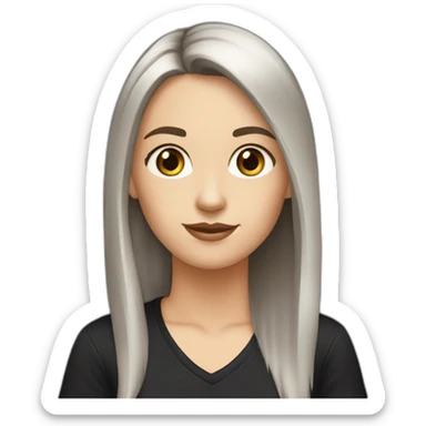 white-girl-with-long-dark-brown-straight-ponitale-hair-with-brown-eyes-in-a-black-t-shirt sticker