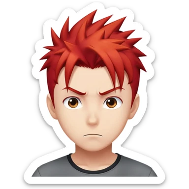 Anime boy with spiky red hair and determined expression sticker