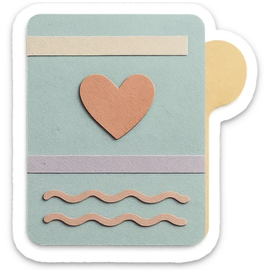 soft pastel cozy journal divider with soft patterns, paper craft style, with a pastel blue background sticker