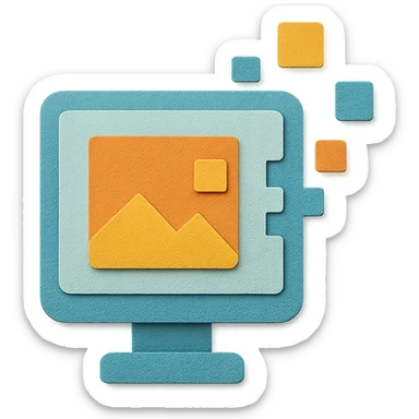 digitalization with layered paper effect and digital motifs in paper craft style sticker