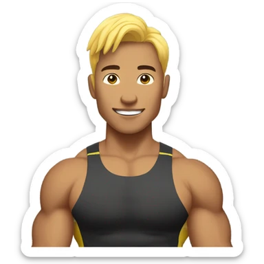 strong asian gold hair personal trainer sticker