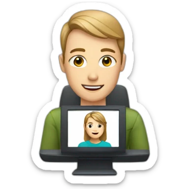 monitor with the video call on the screen sticker