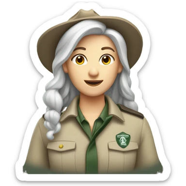 park ranger white girl gray hair sticker