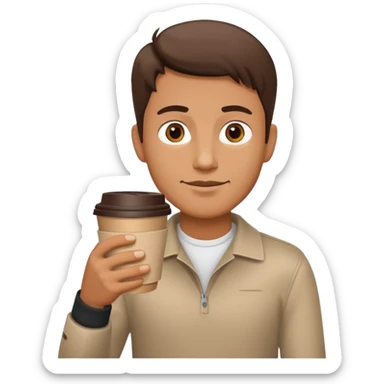 man, hold a take away cup of coffee sticker