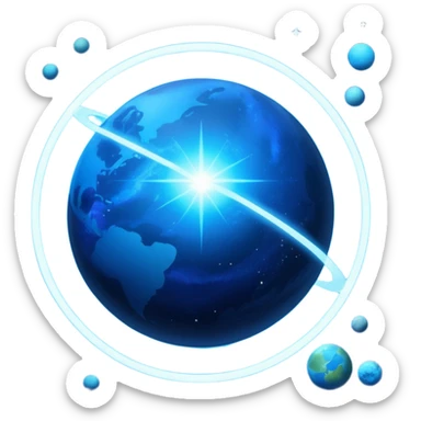 The image is a sci-fi poster with glowing blue text that reads “STAR BLAST.” A bright blue planet or star glows at the bottom, giving the design a futuristic, space-themed look. sticker